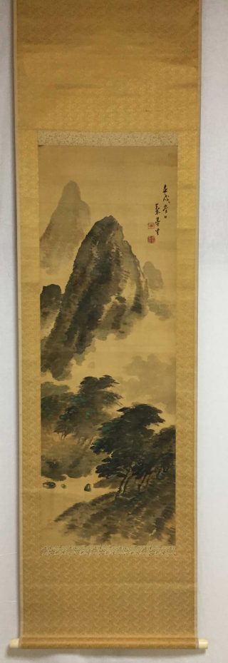 □掛軸 横山大観筆 秋声 絹本復刻版 共箱 □ 工芸画 巧藝画 掛け軸